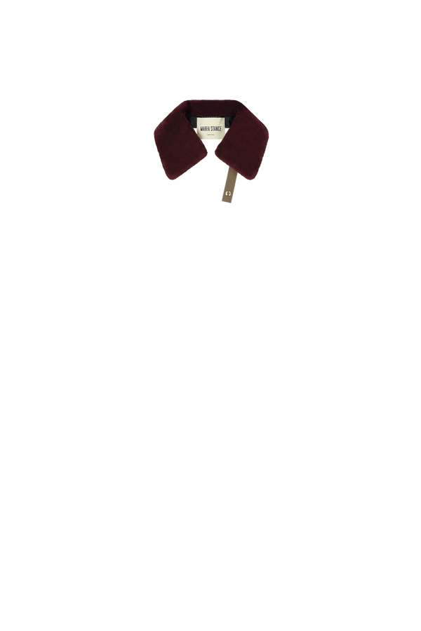 Aviator Shearling Latch Collar - Wine / Black - Layer 8