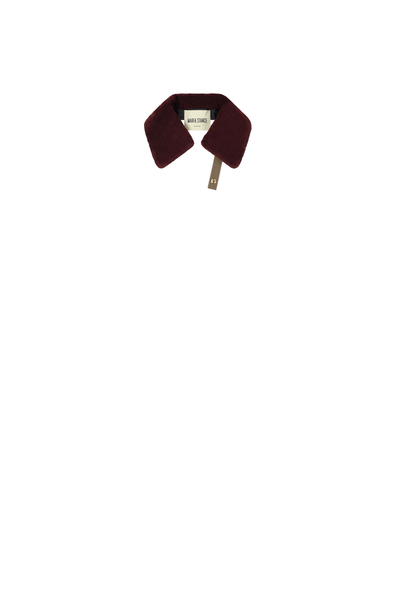 Aviator Shearling Latch Collar - Wine / Black - Layer 8