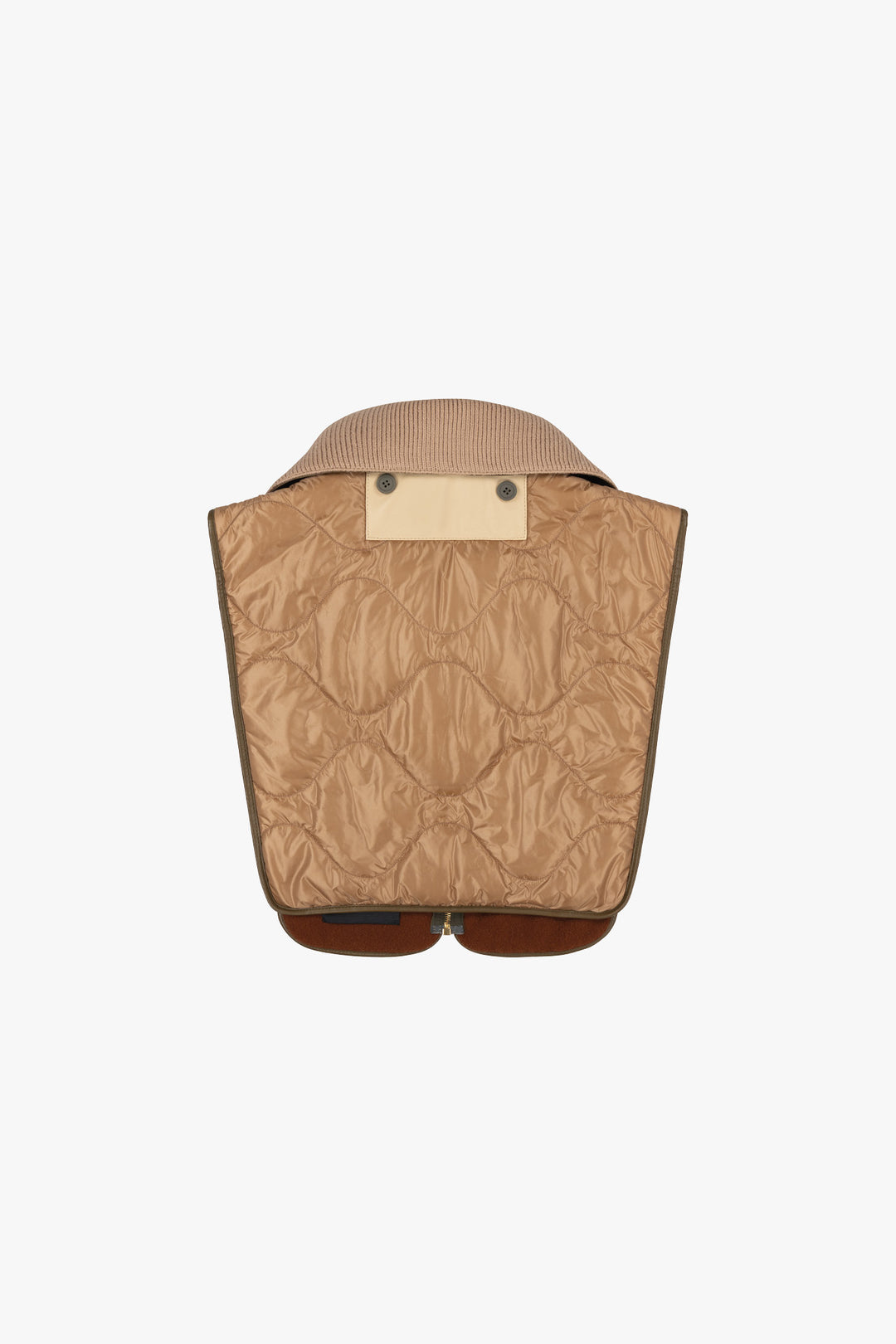 Wool & Leather Zip Collar - Moss & Mocha Brown / Camel & Sienna