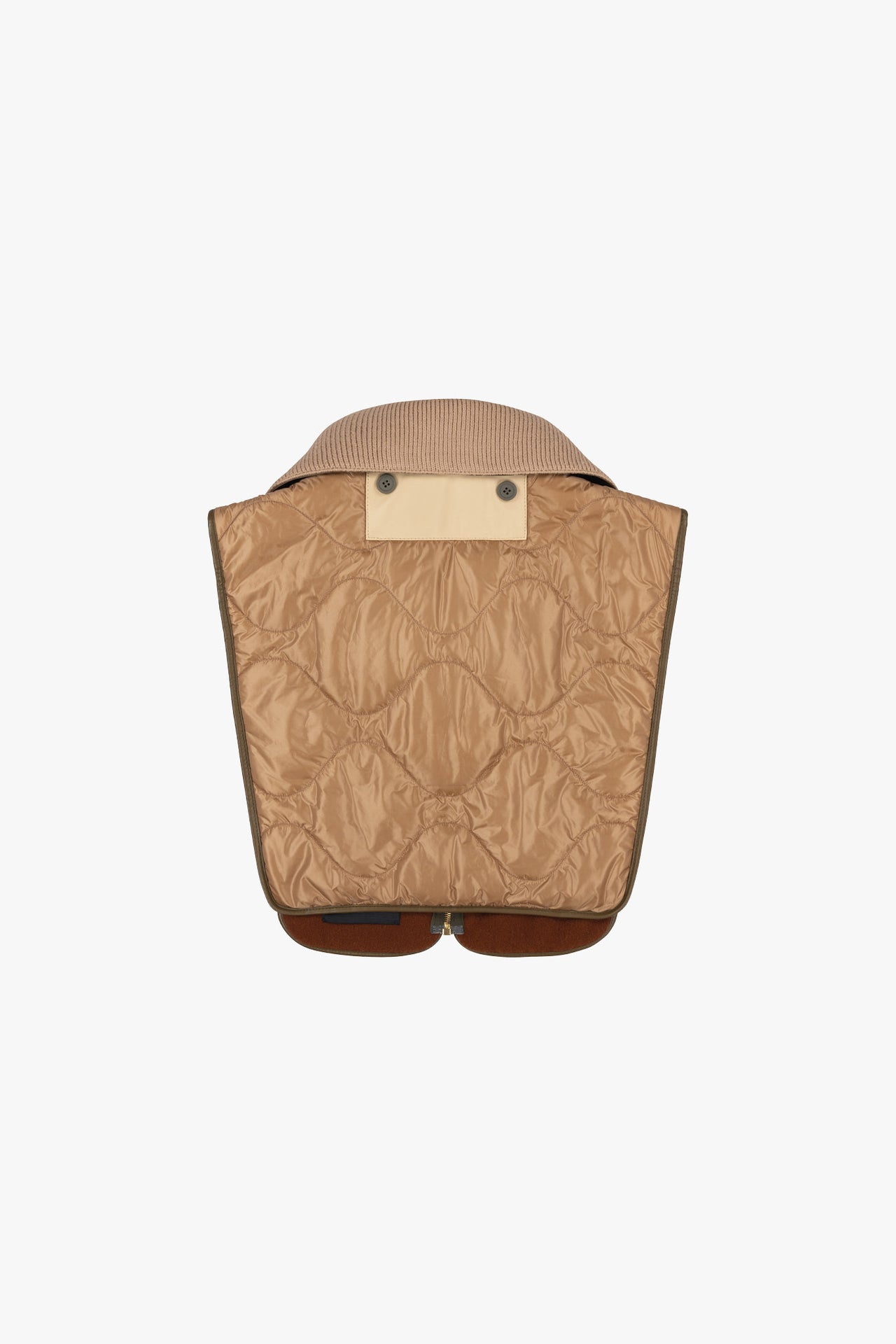 Wool & Leather Zip Collar - Moss & Mocha Brown / Camel & Sienna