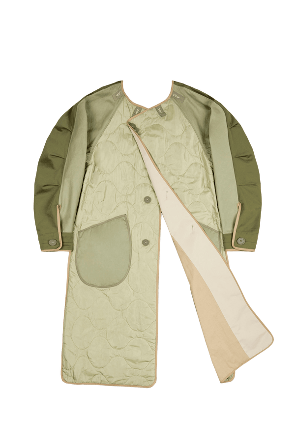 Signature Cotton Trenchcoat - Stone / Pale Sage & Olive - Layer 6