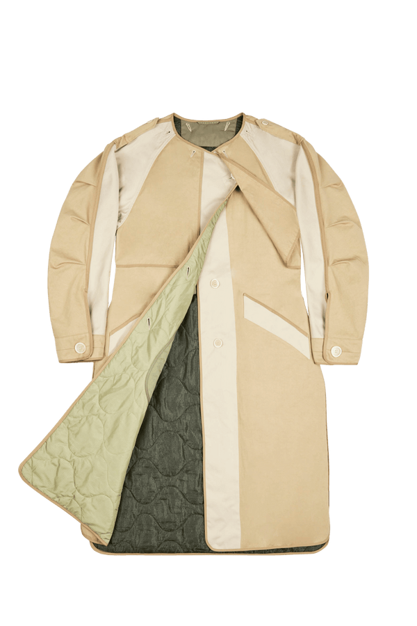 Signature Cotton Trenchcoat - Stone / Pale Sage & Olive - Layer 1