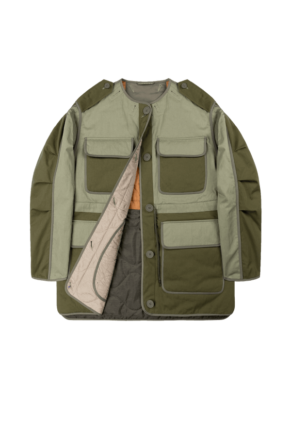 Signature Cotton Field Jacket - Olive / Stone & Burnt Orange - Layer 1
