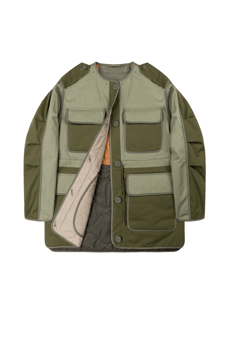 Signature Cotton Field Jacket - Olive / Stone & Burnt Orange - Layer 1