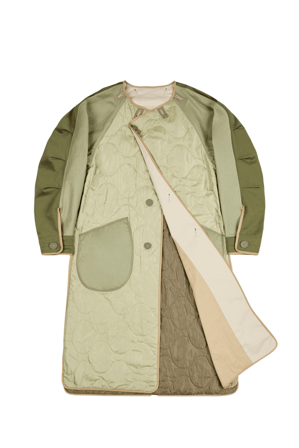 Signature Cotton Trenchcoat - Stone / Pale Sage & Olive - Layer 1