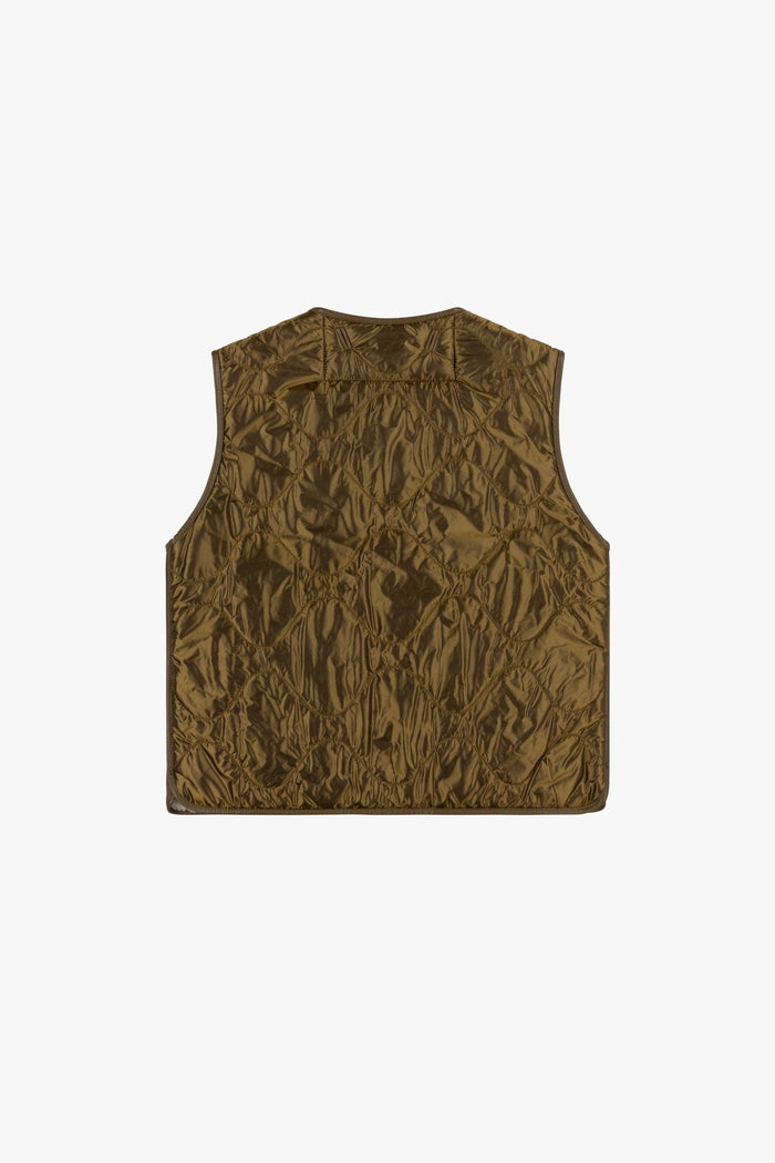 Cropped Aviator Shearling Vest - Moss / Blush