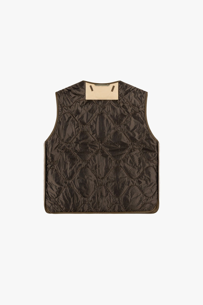 Cropped Aviator Shearling Vest - Moss / Blush