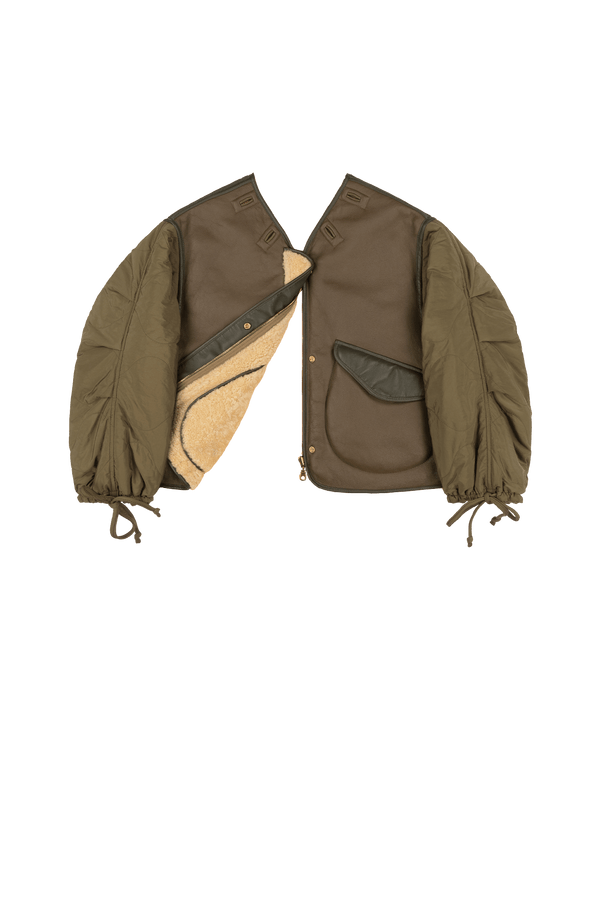 Aviator Shearling Lattice Bomber - Moss / Blonde - Layer 6