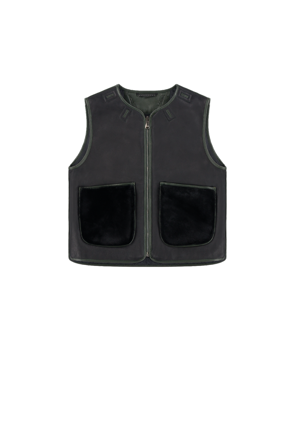 Aviator Shearling Vest - Black / Black - Layer 2