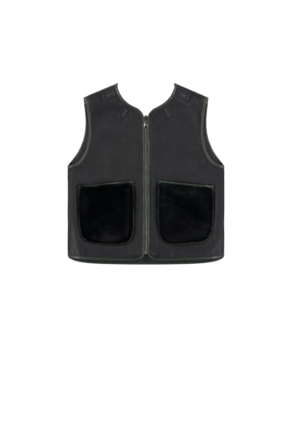 Aviator Shearling Vest - Black / Black - Layer 5