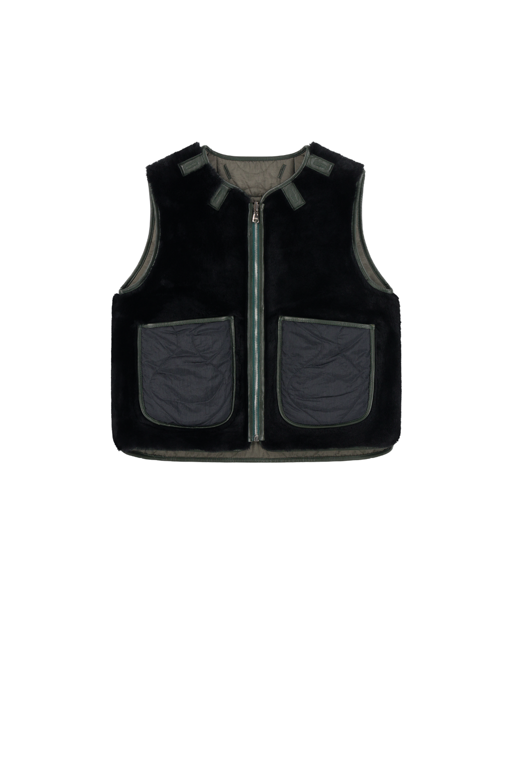 Aviator Shearling Vest - Black / Black - Layer 2