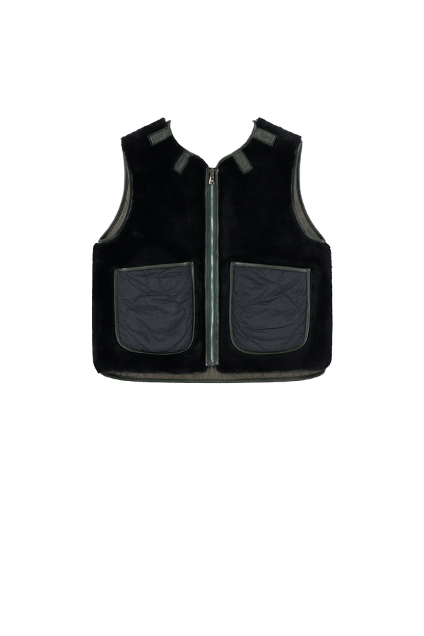 Aviator Shearling Vest - Black / Black - Layer 5