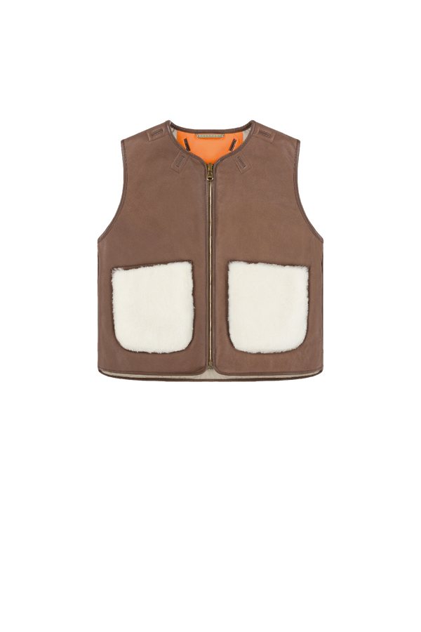 Aviator Shearling Vest - Chocolate / Natural - Layer 2