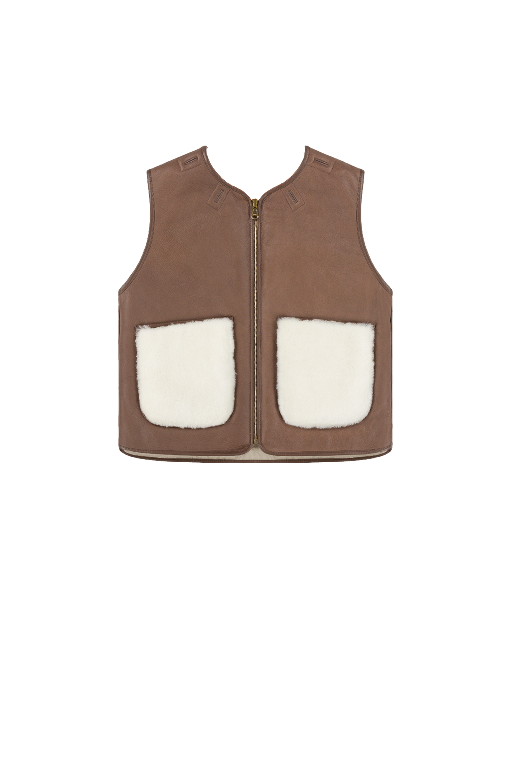 Aviator Shearling Vest - Chocolate / Natural - Layer 5
