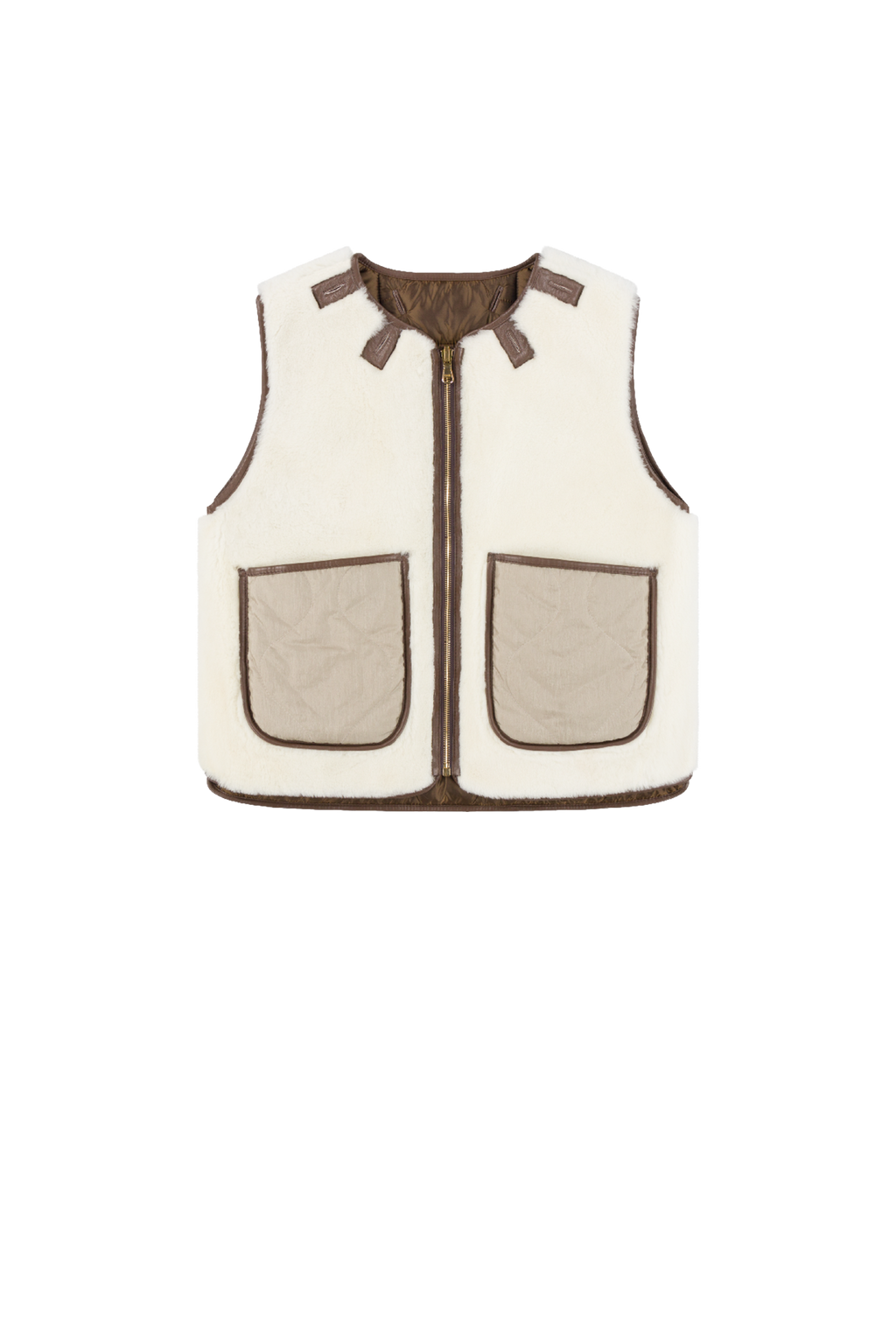 Aviator Shearling Vest - Chocolate / Natural - Layer 2