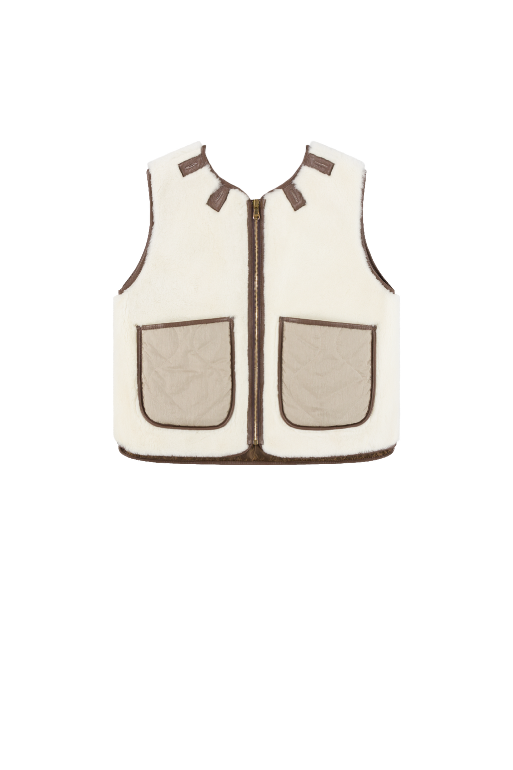 Aviator Shearling Vest - Chocolate / Natural - Layer 5