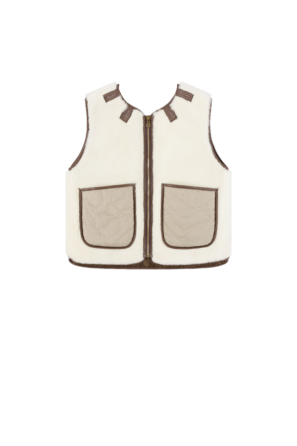 Aviator Shearling Vest - Chocolate / Natural - Layer 5
