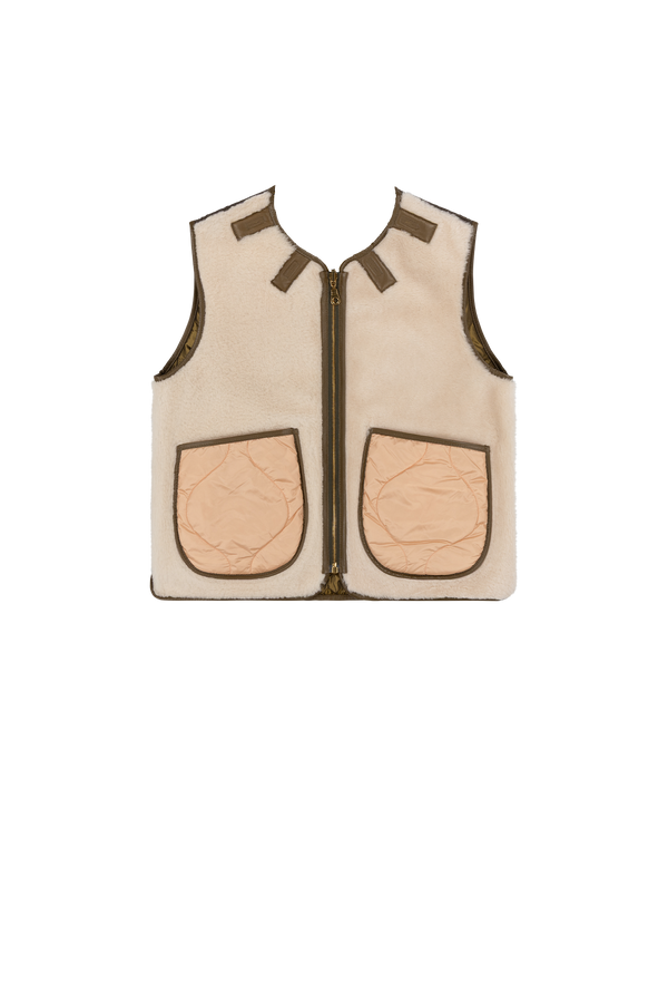 Aviator Shearling Vest - Moss / Blush - Layer 5