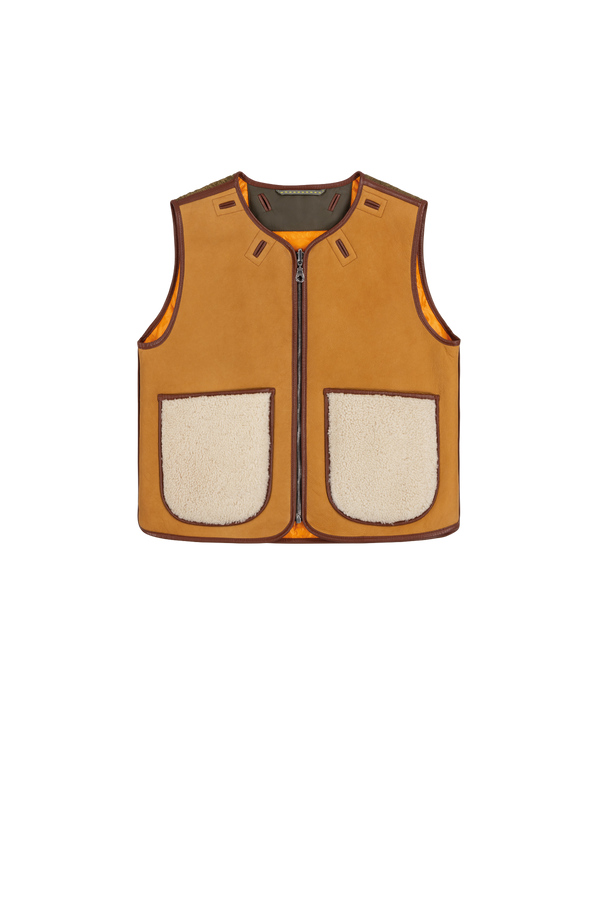 Aviator Shearling Vest - Tan / Natural - Layer 2