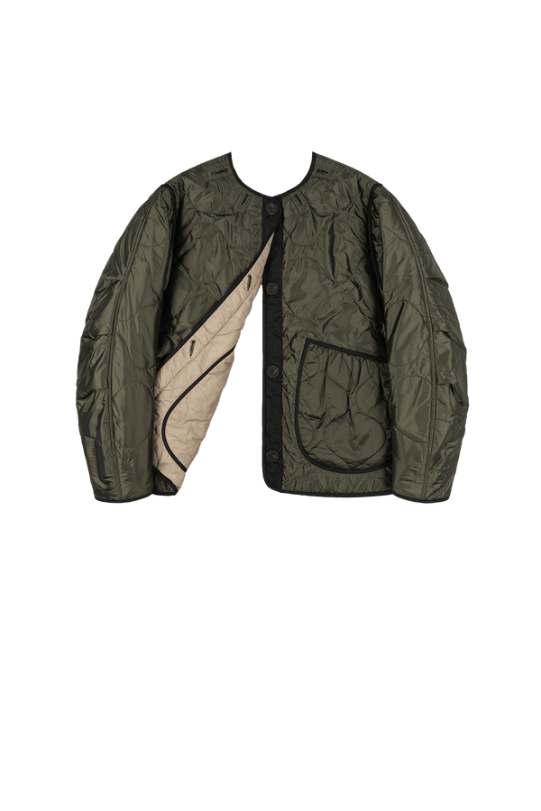 Signature Cropped Quilt - Dark Olive / Stone - Layer 6