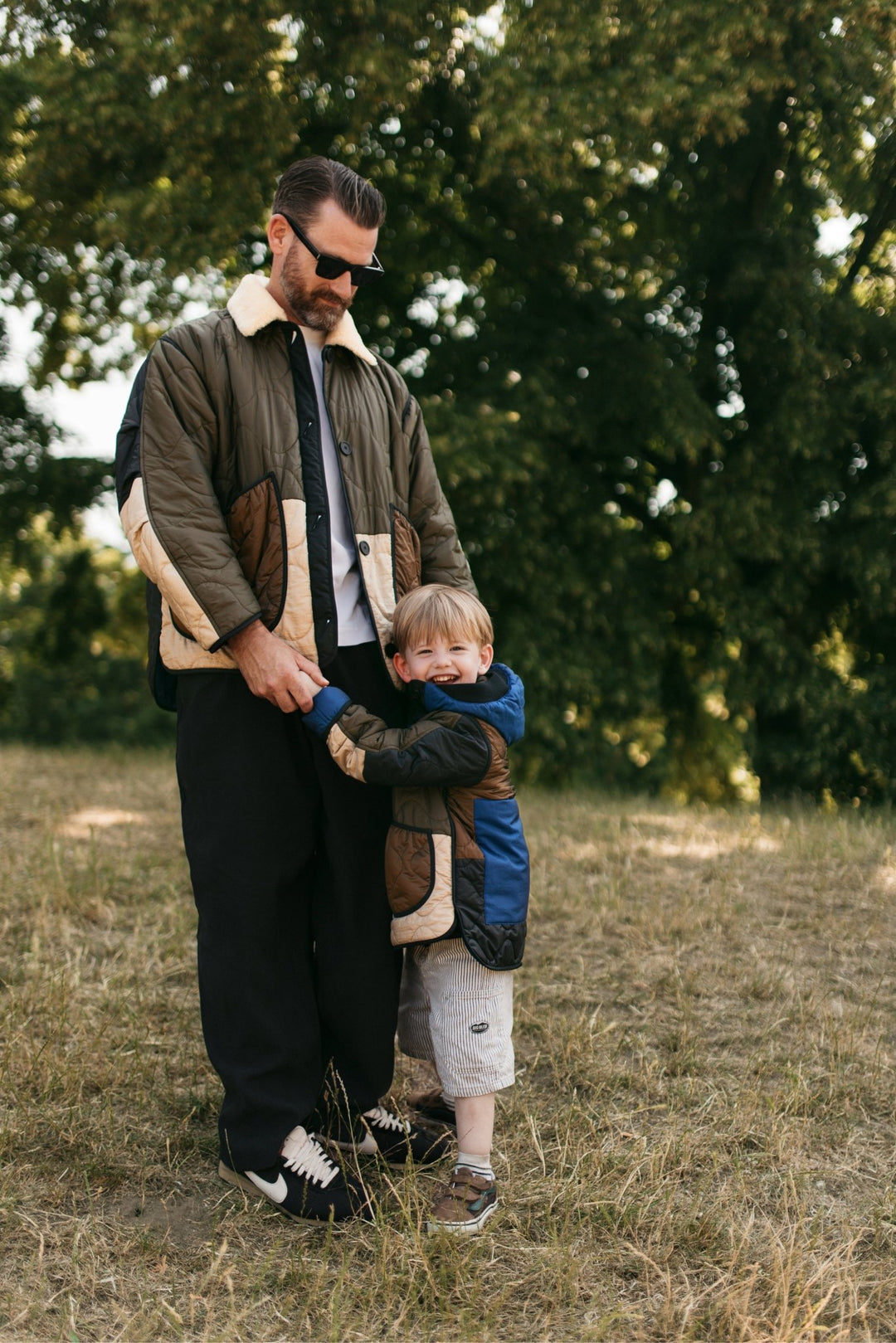 Children's Quilted Hood - Olive / Cobalt