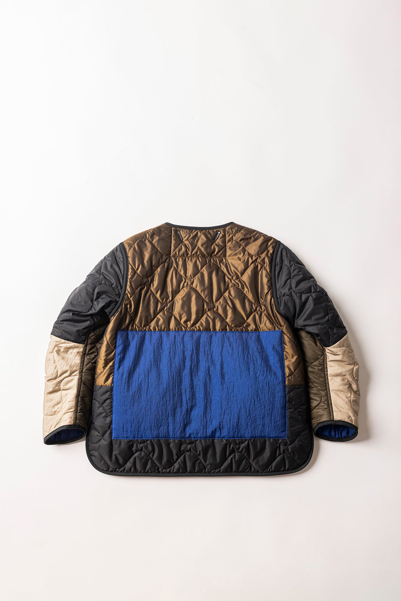 Children's Patchwork Quilt Jacket - Olive / Cobalt