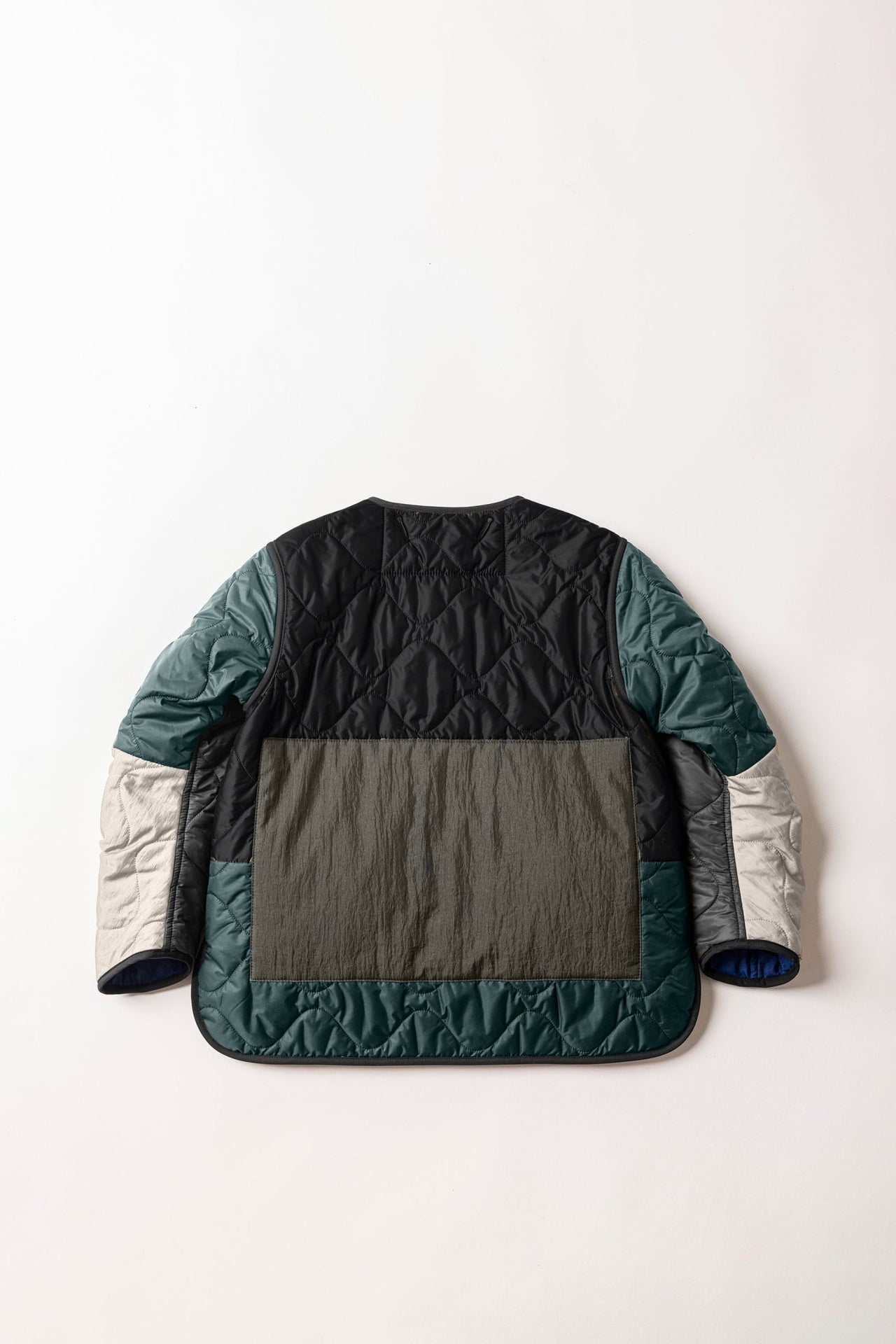 Children's Patchwork Quilt Jacket - Anthracite / Dark Olive