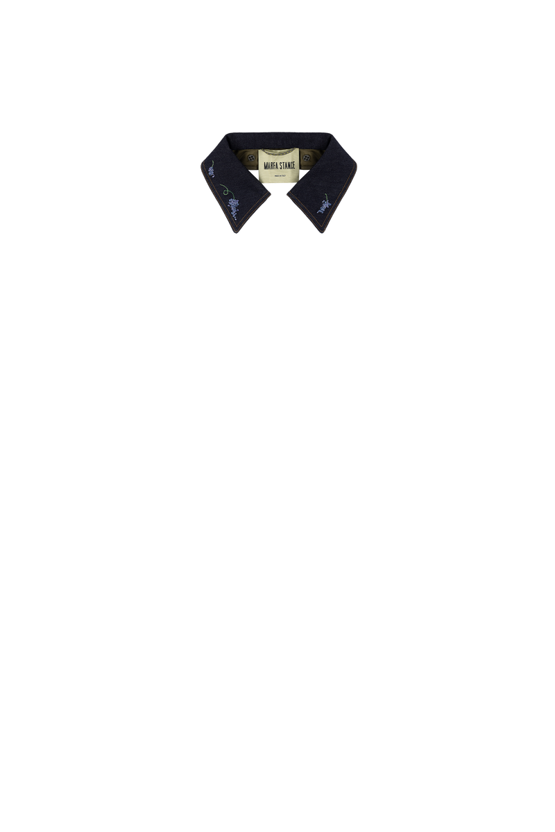 Denim Embroidered Latch Collar - Embroidered Indigo - Layer 8