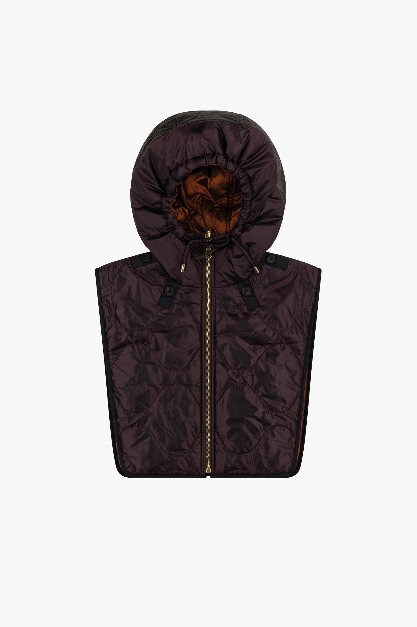 Quilted Zip Hood - Bordeaux / Amber