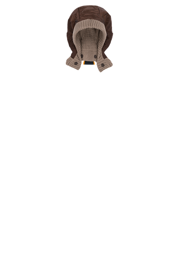 Knitted Hood - Camel Melange / Dark Sienna - Layer 4