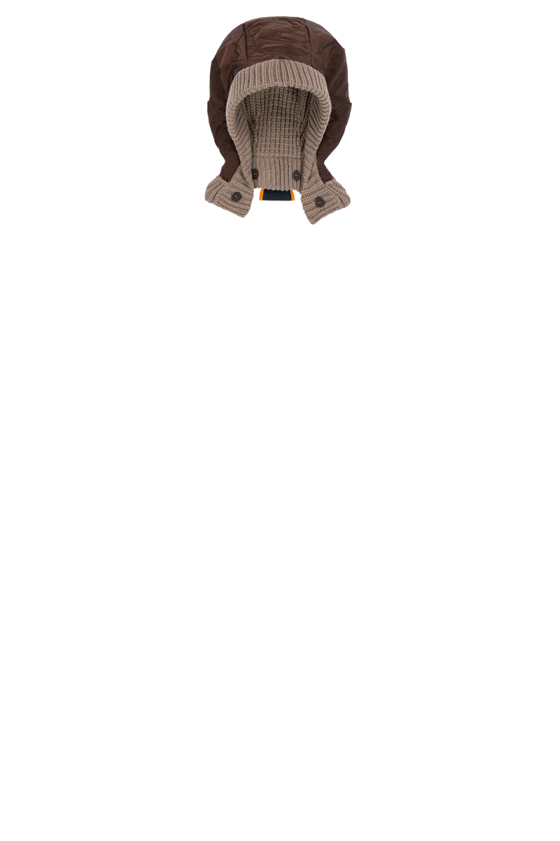 Knitted Hood - Camel Melange / Dark Sienna - Layer 4