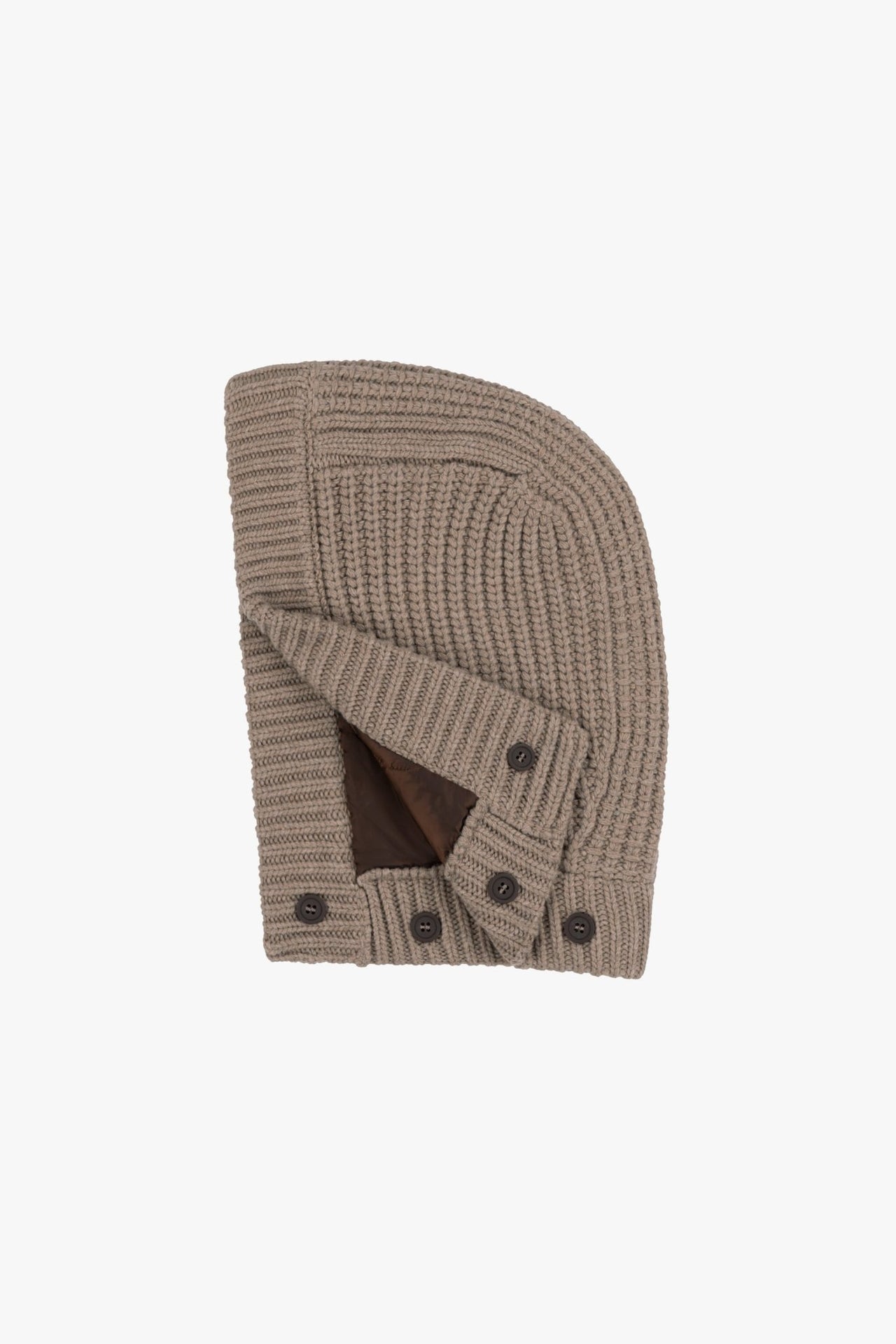 Knitted Hood - Camel Melange / Dark Sienna