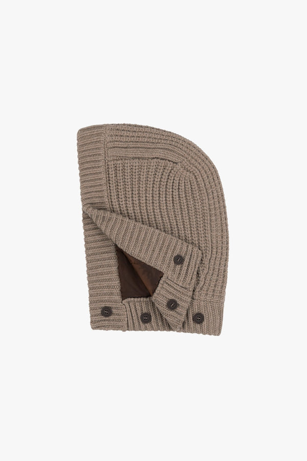 Knitted Hood - Camel Melange / Dark Sienna