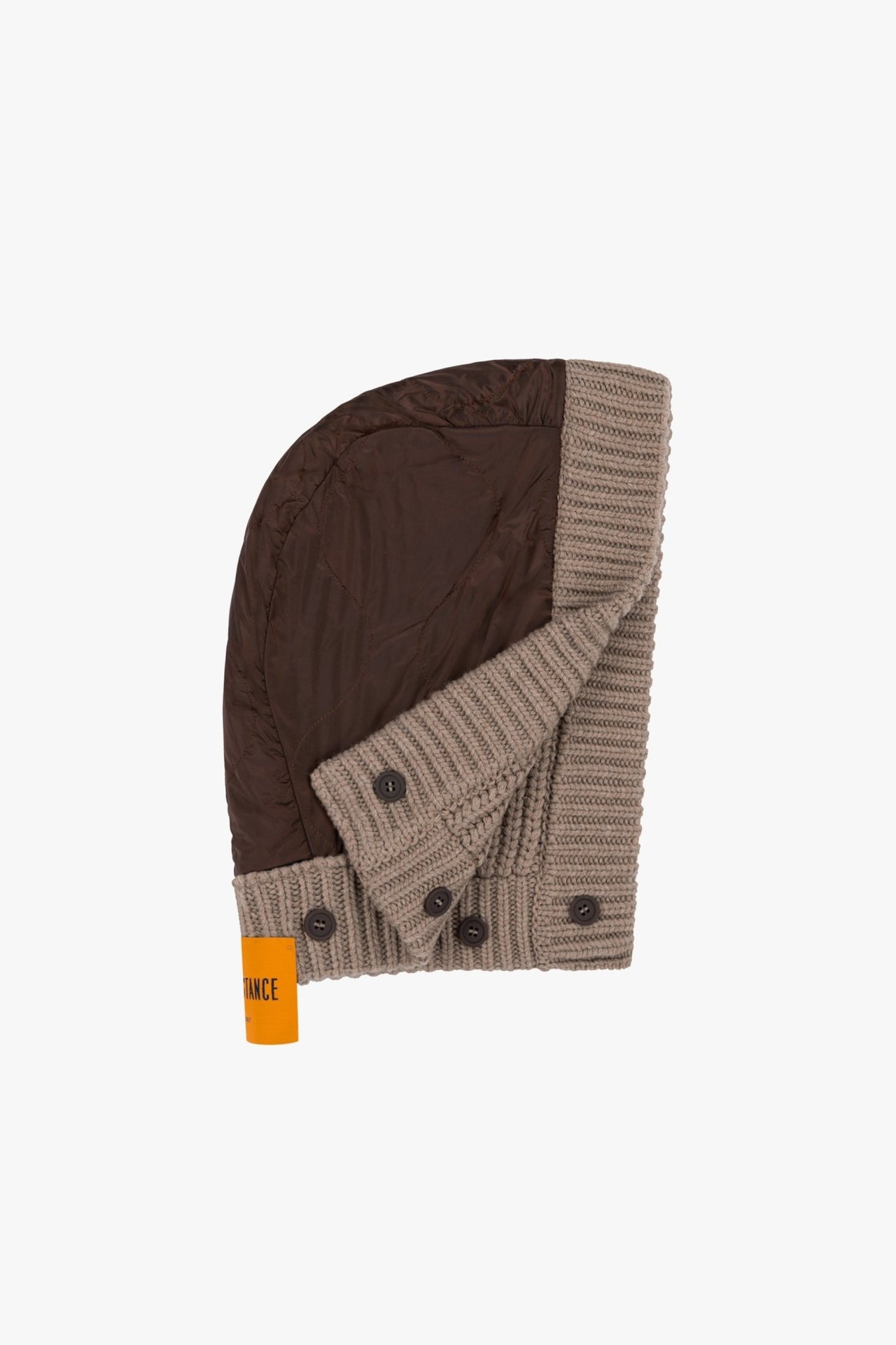 Knitted Hood - Camel Melange / Dark Sienna