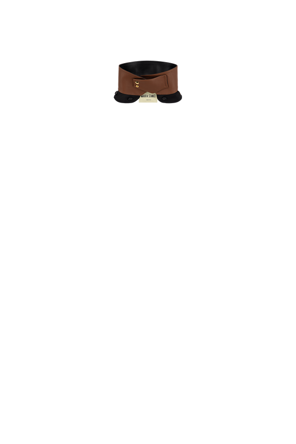 Leather Latch Collar - Black / Tobacco - Layer 8