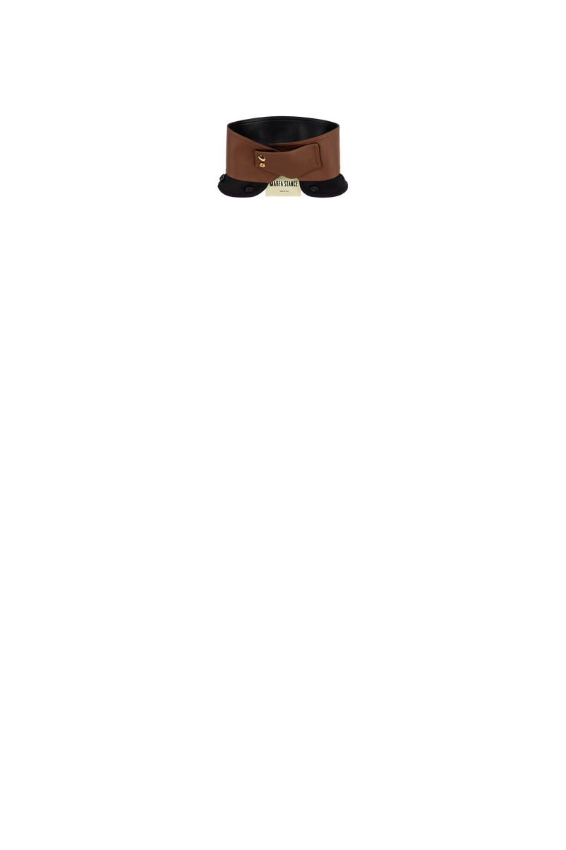 Leather Latch Collar - Black / Tobacco - Layer 8