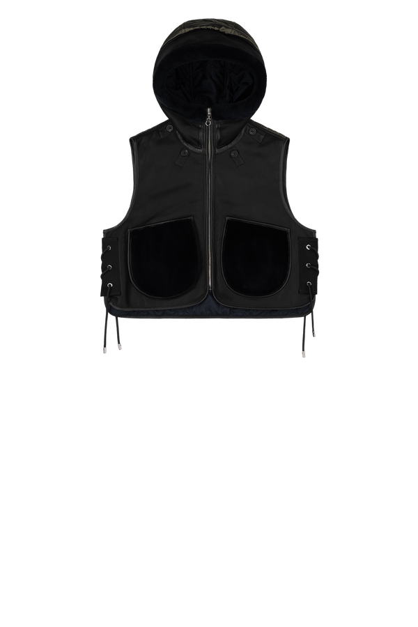 Aviator Shearling Lattice Zip Hood - Black / Midnight - Layer 4