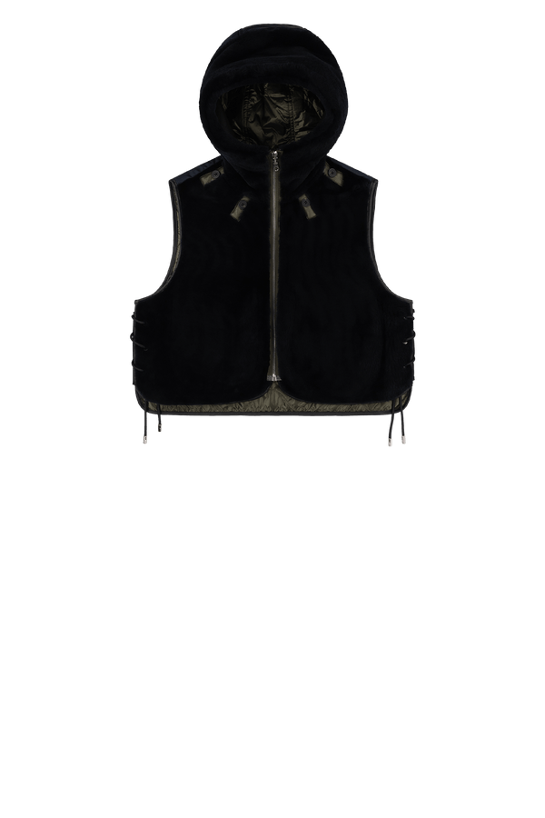 Aviator Shearling Lattice Zip Hood - Black / Midnight - Layer 4