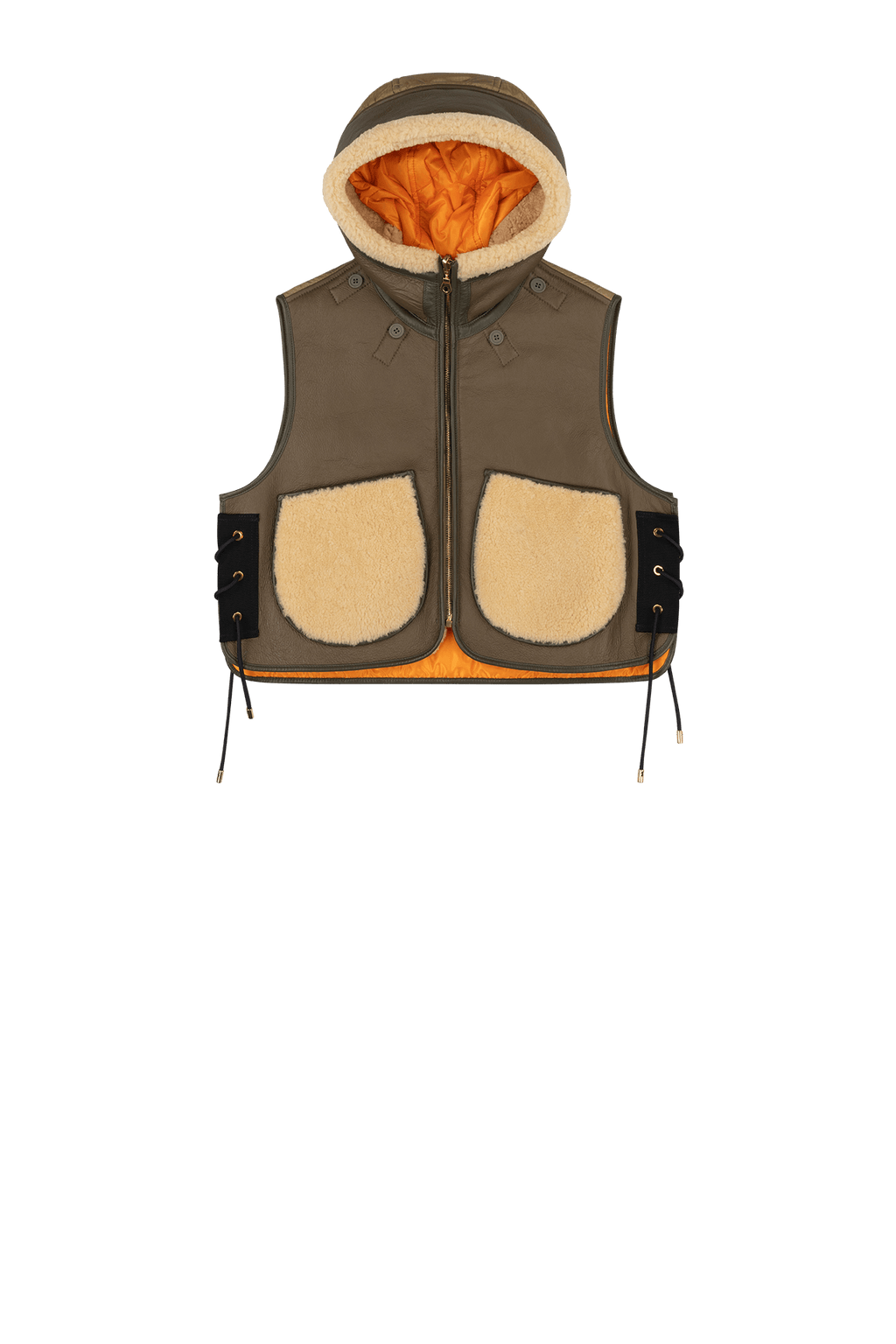 Aviator Shearling Lattice Zip Hood - Moss / Blonde - Layer 4