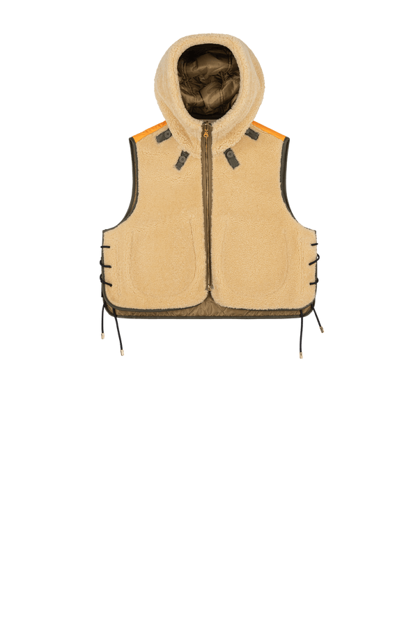 Aviator Shearling Lattice Zip Hood - Moss / Blonde - Layer 4