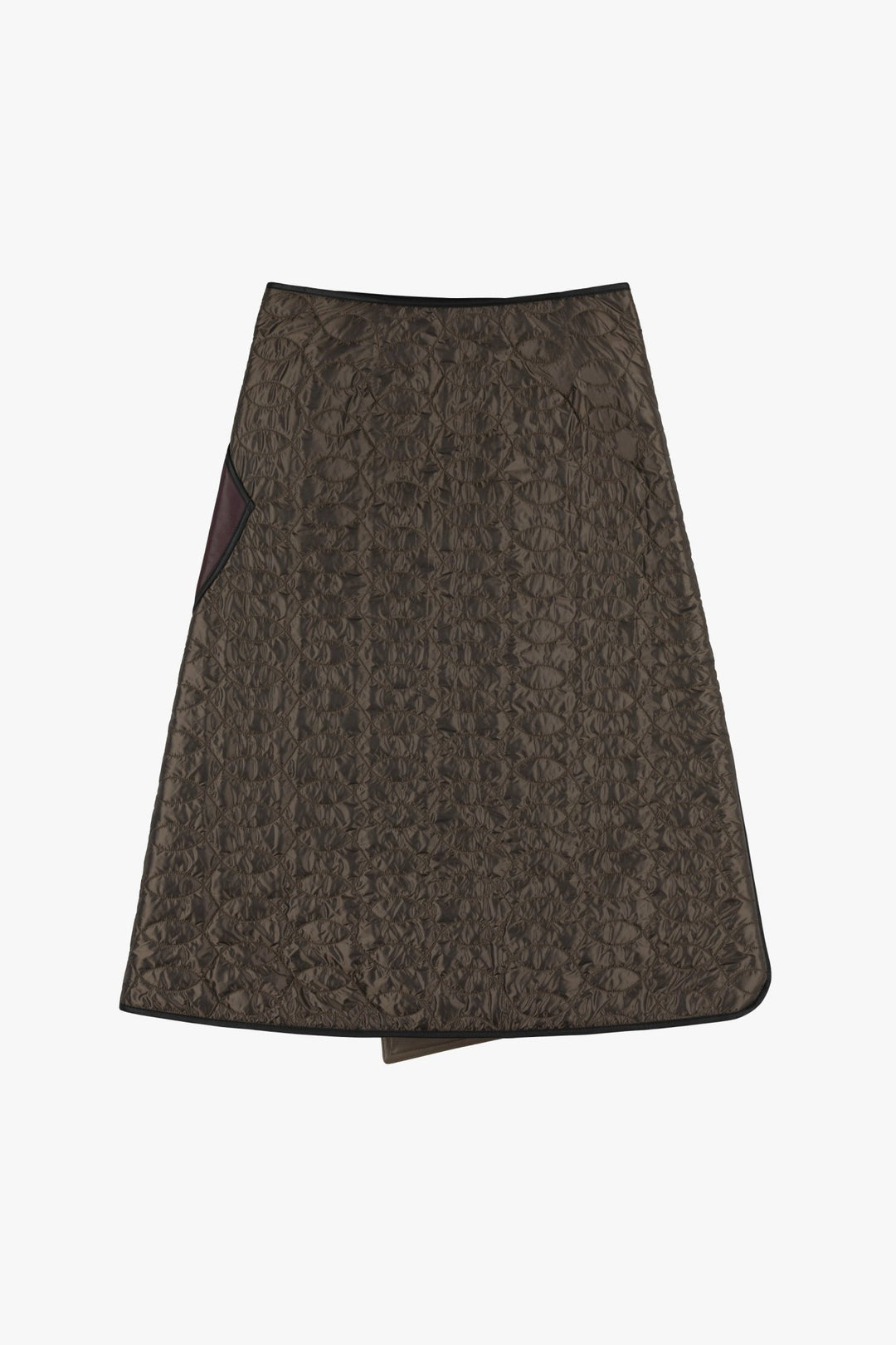 Leather & Nylon Wrap Skirt - Oxblood & Peat