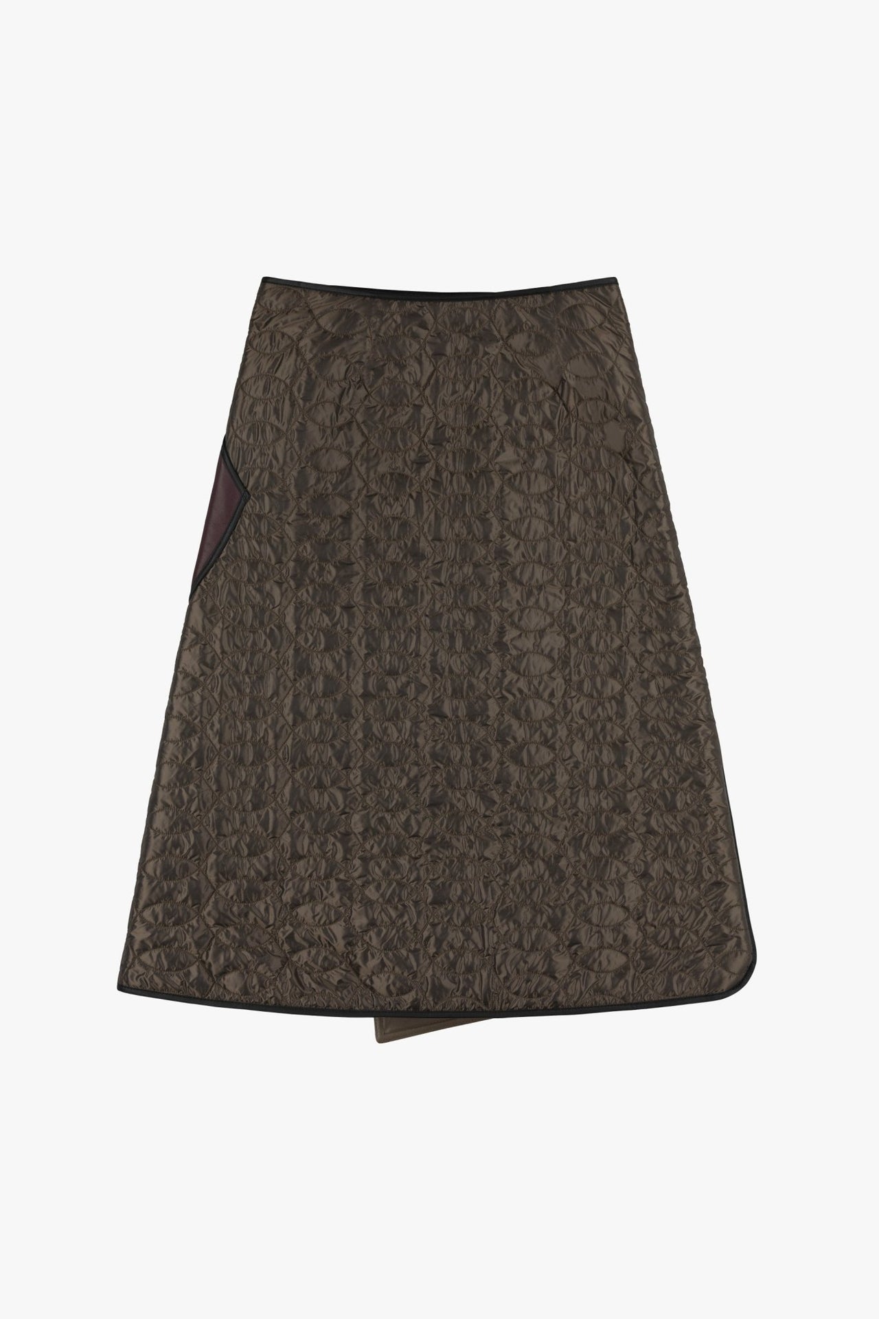 Leather & Nylon Wrap Skirt - Oxblood & Peat