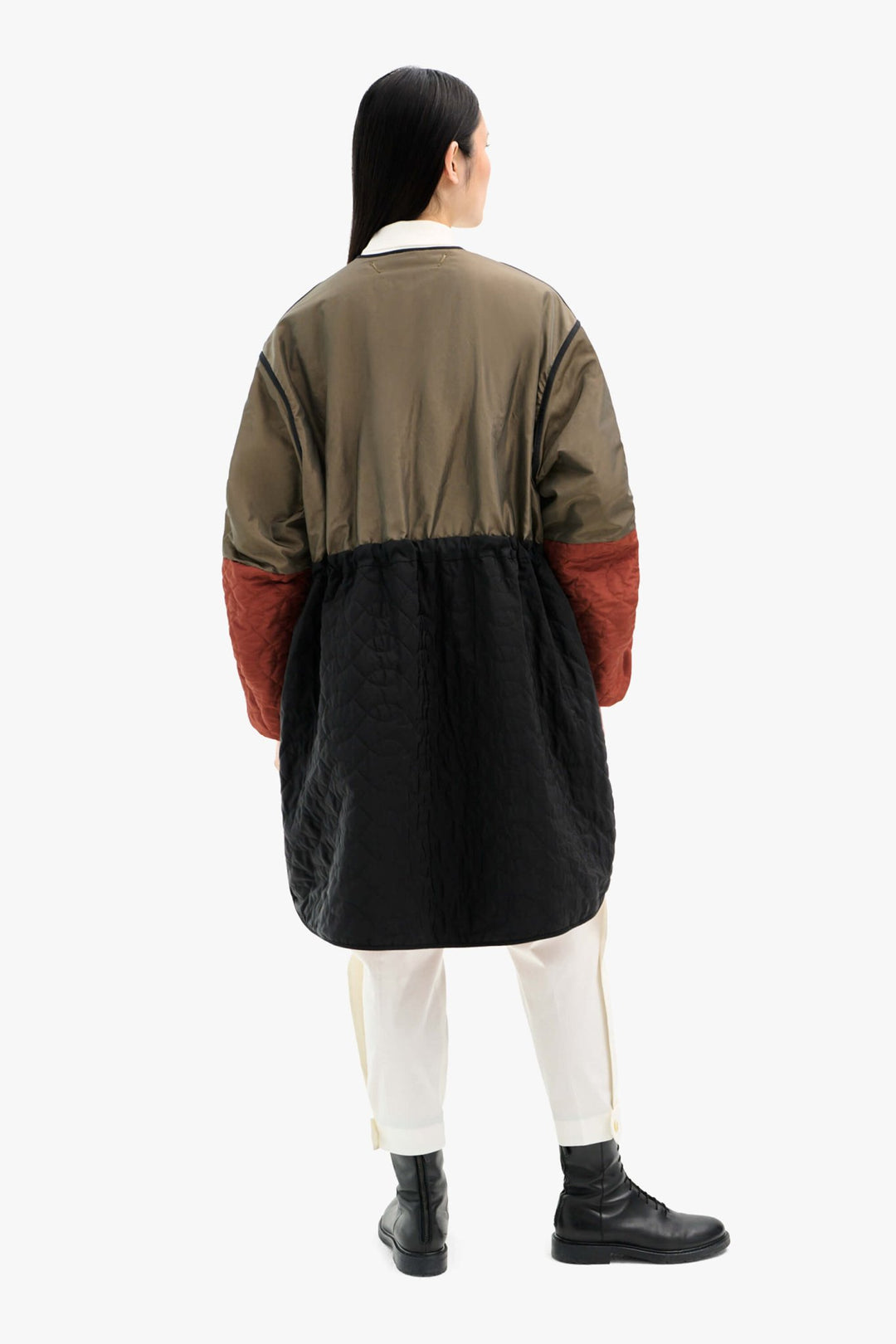 Silk Nylon Quilt Parka - Peat & Russett / Peat & Burnt Orange