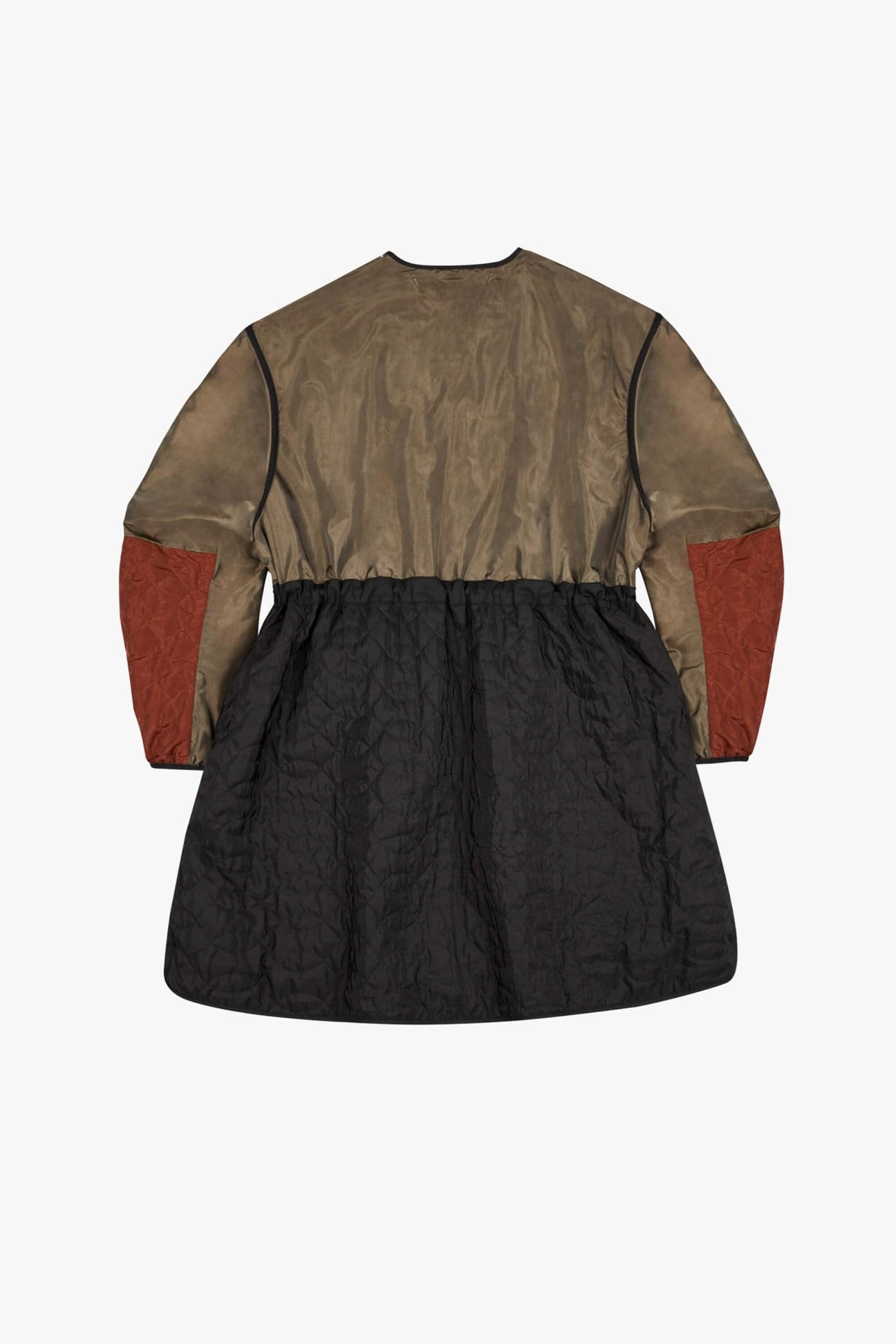 Silk Nylon Quilt Parka - Peat & Russett / Peat & Burnt Orange