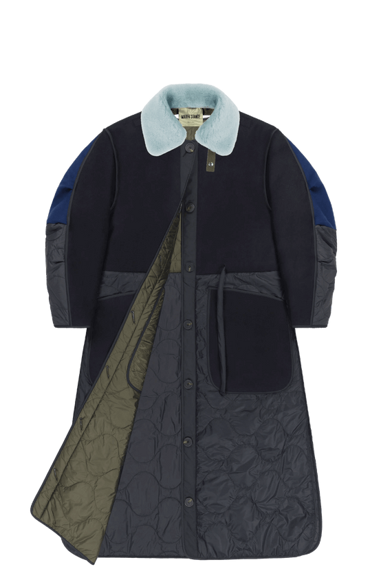 Long Wool Patchwork Quilt Jacket Marfa Stance