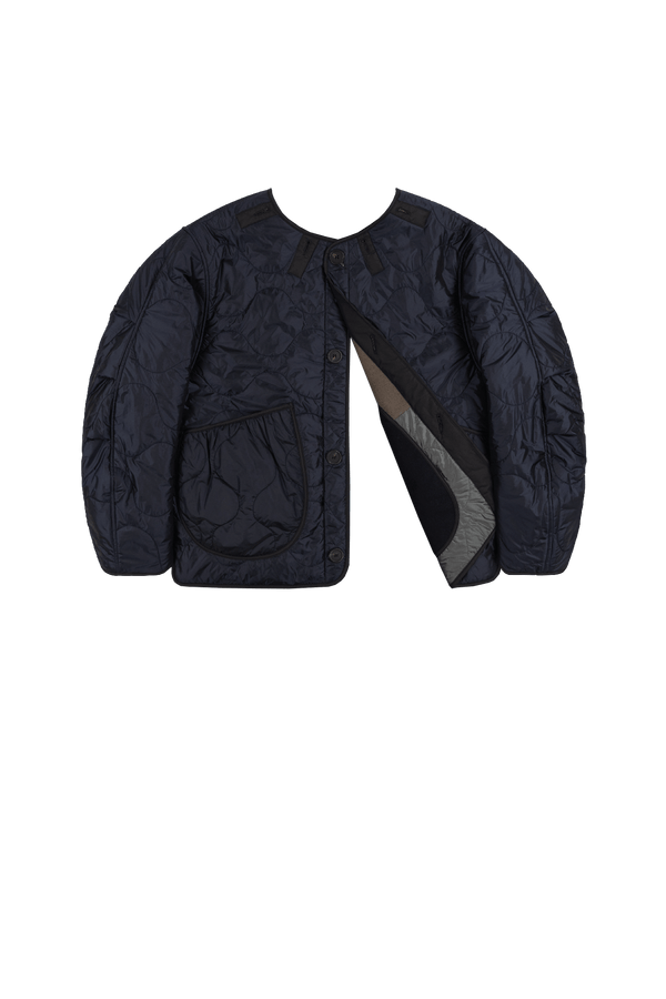 Signature Patchwork Wool Cropped Quilt - Dark Olive & Anthracite / Midnight - Layer 6