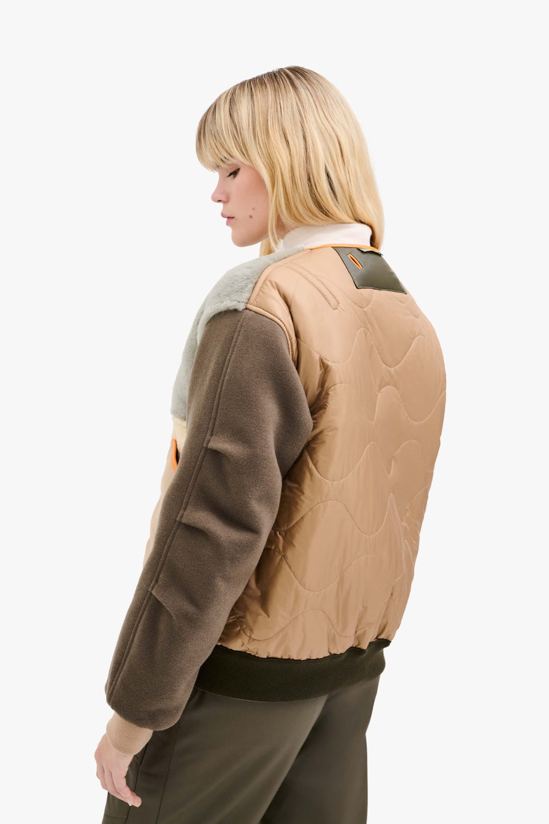 Shearling Wool Bomber - Forest Green / Pale Jade & Natural