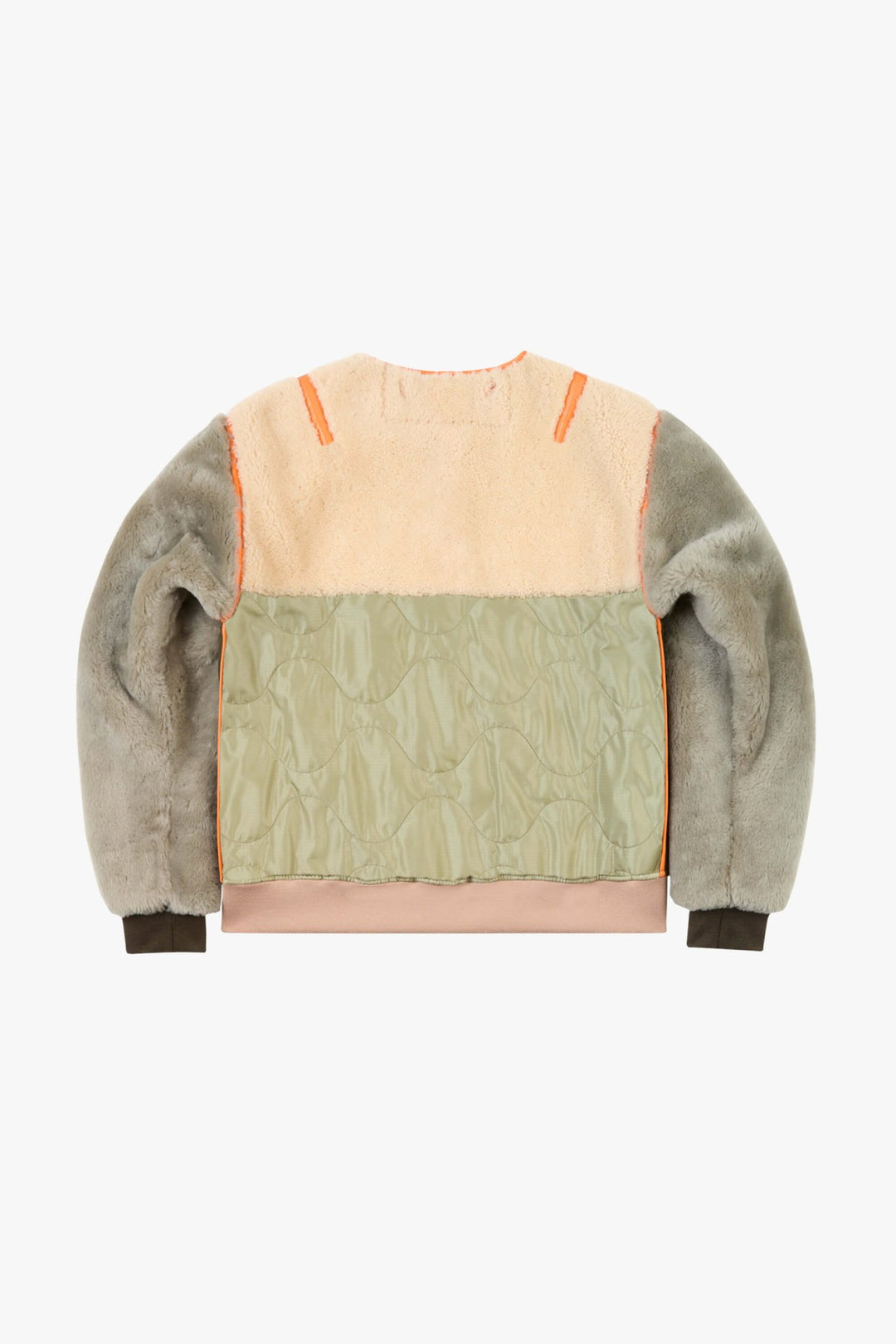 Shearling Wool Bomber - Forest Green / Pale Jade & Natural