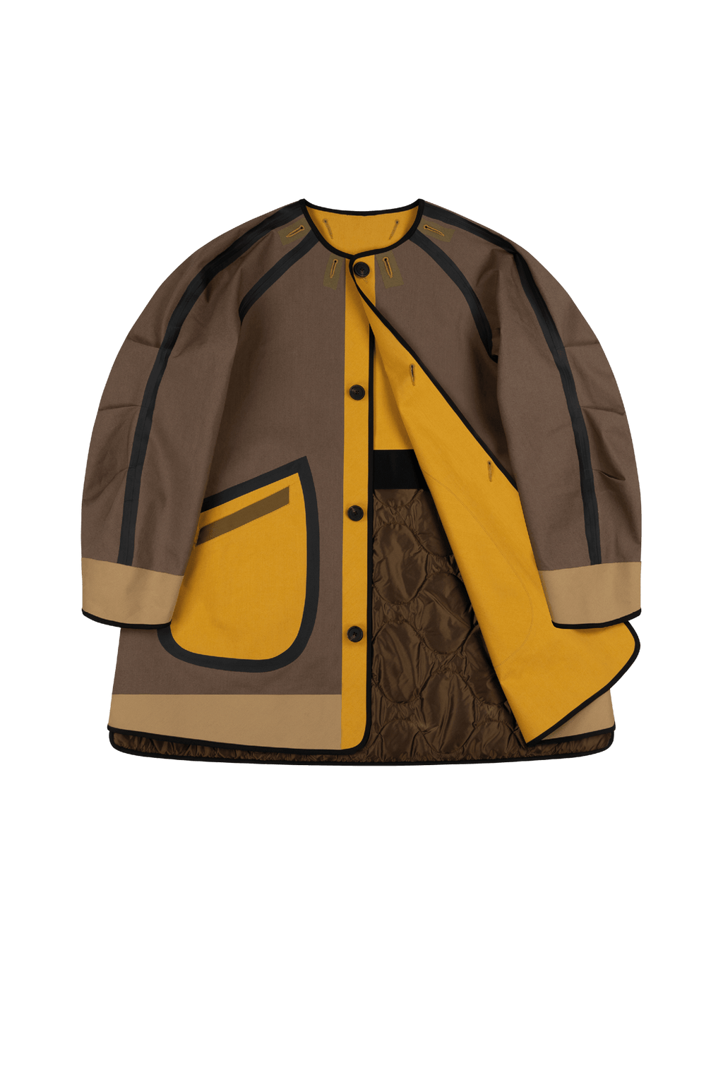 Weatherproof Bonded Short Raincoat - Peat / Ochre - Layer 1