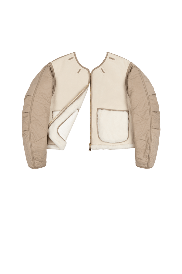 Aviator Shearling Jacket - Ivory / Natural - Layer 6